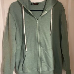 Green Zip-Up Hoodie Sweater